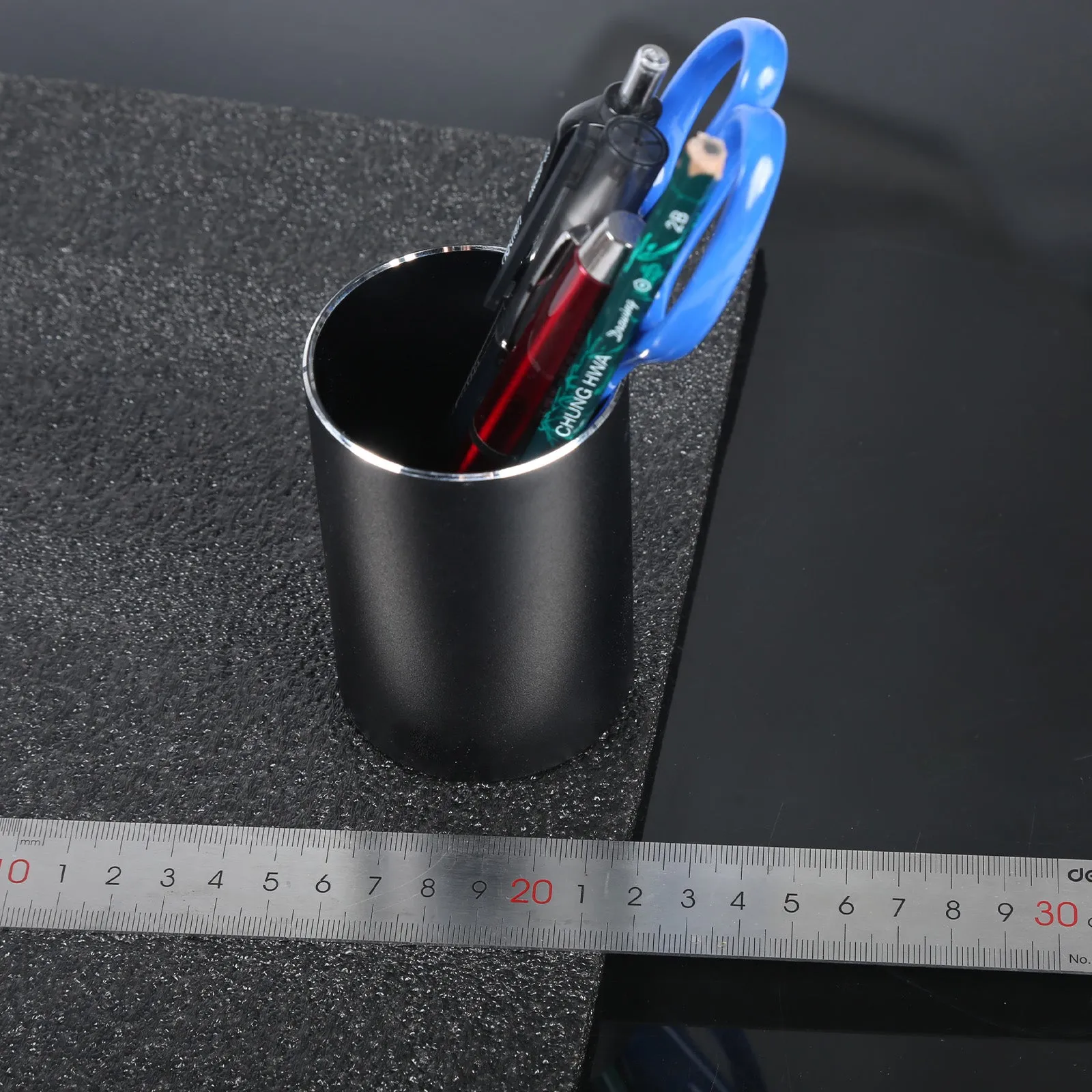 Aluminum Alloy Round Pen Holder Desktop Makeup Storage Organizer for Home Office School