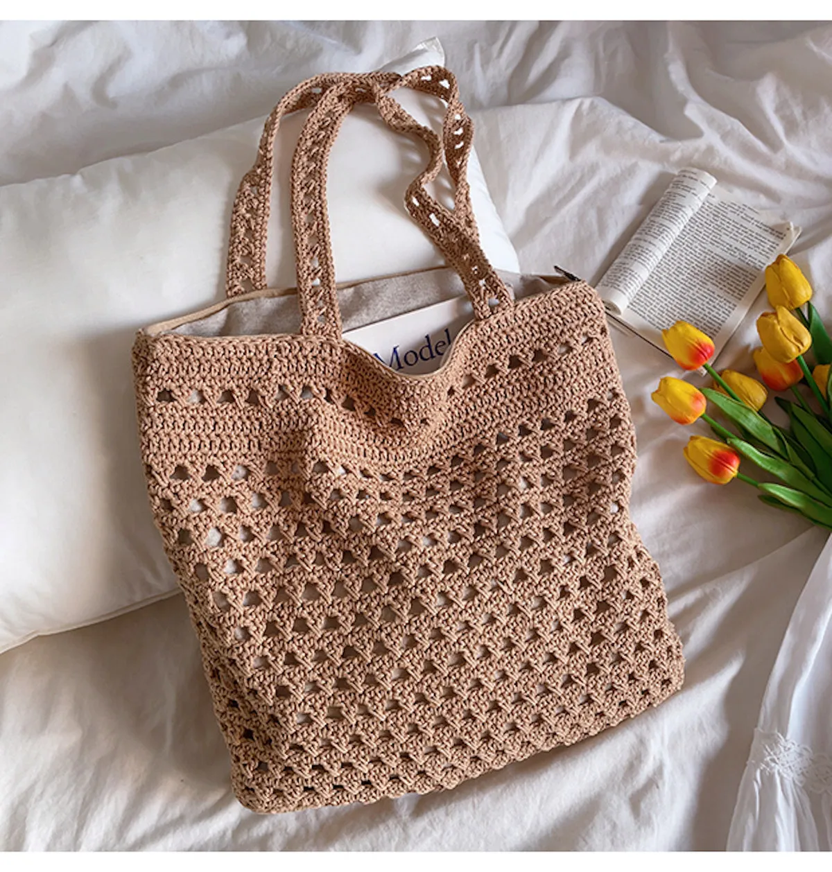 Elena Handbags Handmade Crochet Retro Style Tote Bag