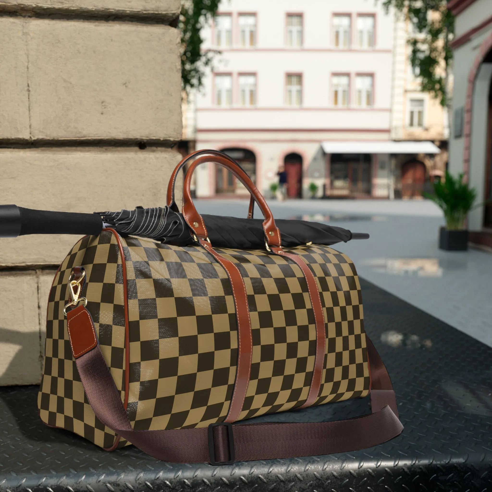 Faux Leather Duffle Bag, Waterproof Travel Bag, Weekend Bag for Men and Women, Gym Bag, Carry-On Luggage, Vegan Leather Duffel Bag