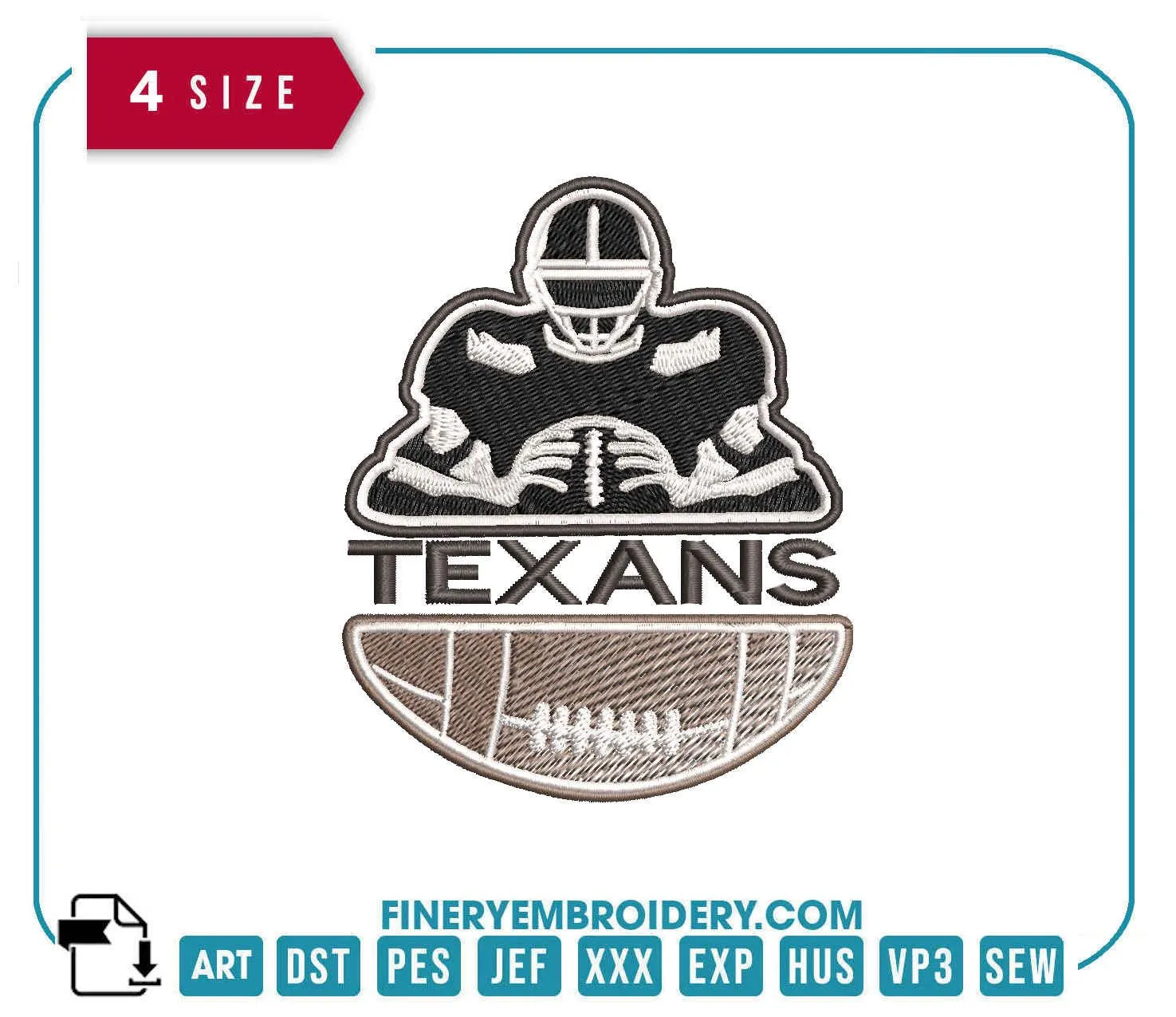Houston Texans Team Player : Embroidery Design