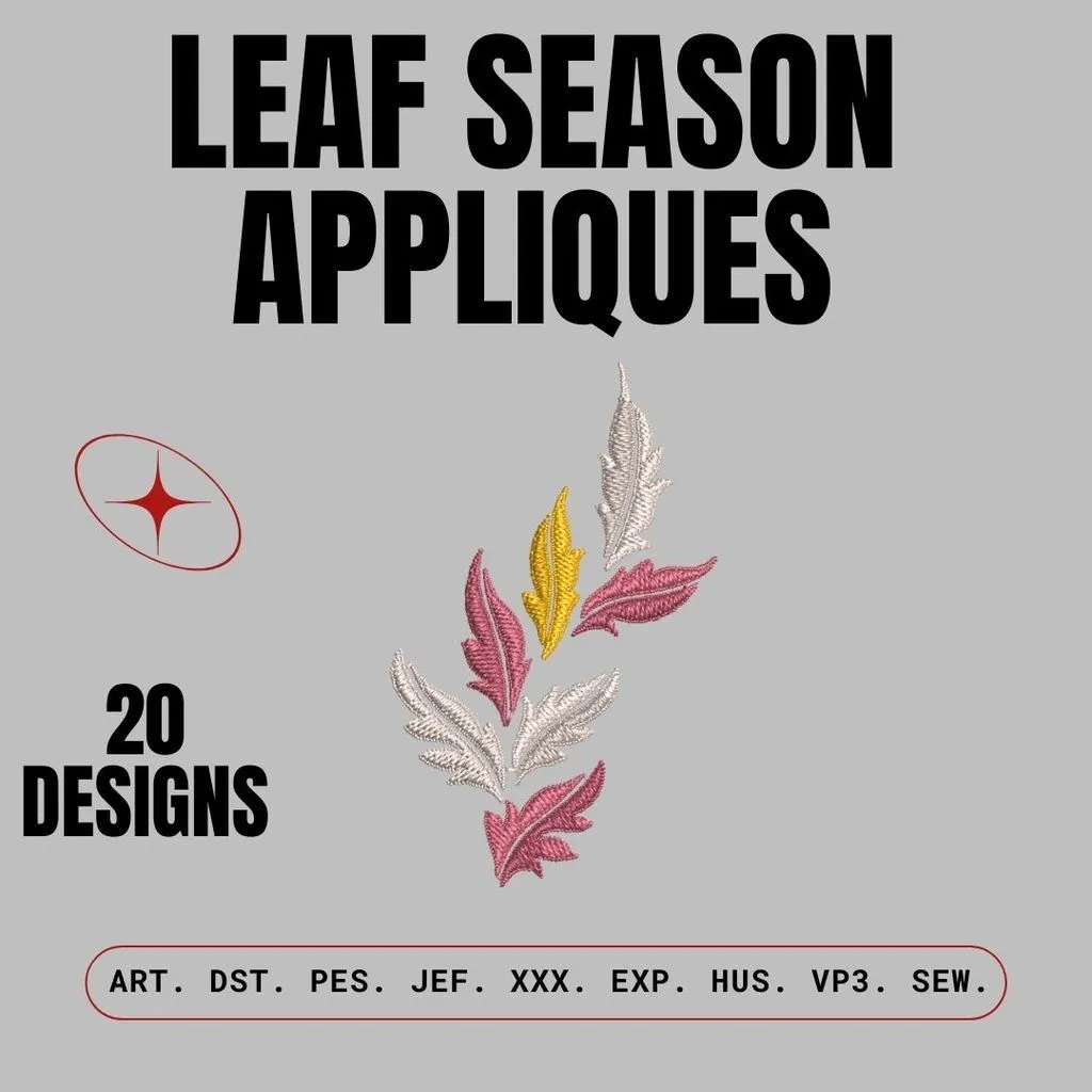 Leaf season Appliques: Embroidery Design Pack