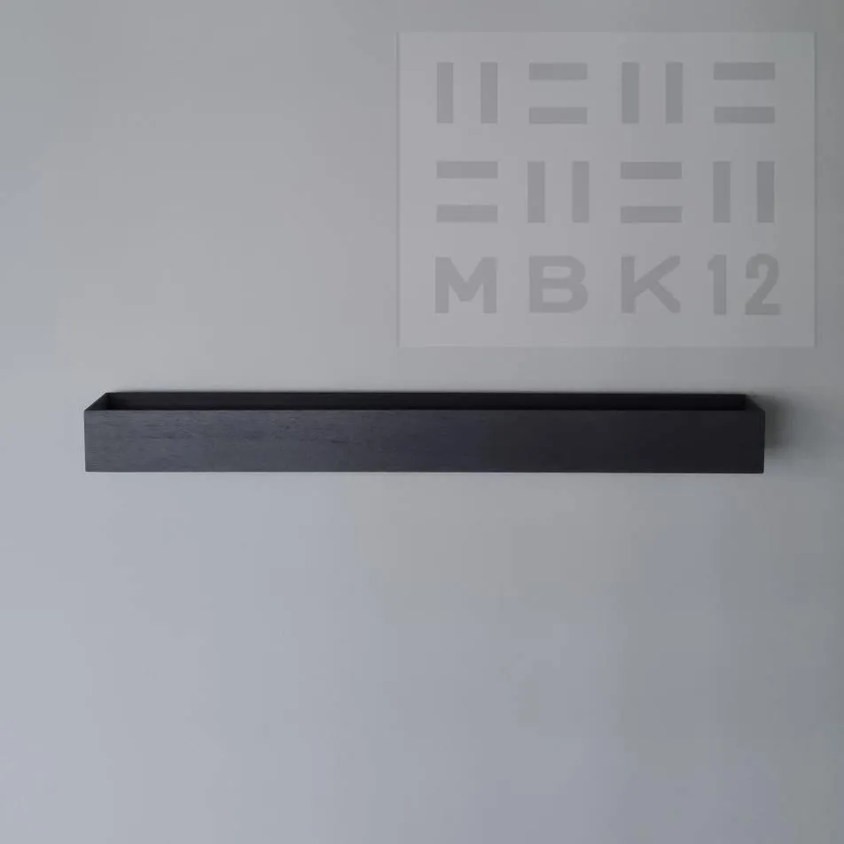 schmale Wandkonsole massive Eiche schwarz 96cm vier Tabletts